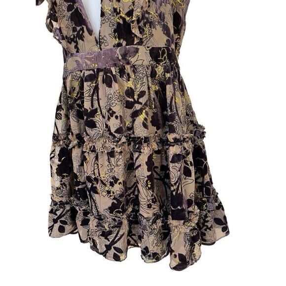 House Of Harlow 1960 X Revolve Mini Dress Purple Velvet Ruffle Deep V Women’s M - Picture 11 of 16